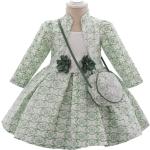 Grüne Bestickte Elegante Kinderfestkleider aus Tüll Handwäsche für Mädchen für den für den Frühling 