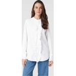 Offwhitefarbene Unifarbene Langärmelige 0039 ITALY Festliche Blusen mit Rüschen aus Baumwolle für Damen Größe XL 