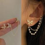 Goldene Elegante Schmetterling Ohrringe mit Insekten-Motiv für Damen 2-teilig zur Hochzeit 
