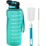 1.5 L Trinkflasche, BPA-freies Tritan-Material 1500 ml Große Sportwasserflasche mit Trinkhalm und Zeitmarkierung, das beste Zubehör für Sport, Fitness, Laufen, Wandern - Spülmaschinenfest(Grün)
