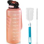 1.5 L Trinkflasche, BPA-freies Tritan-Material 1500 ml Große Sportwasserflasche mit Trinkhalm und Zeitmarkierung, das beste Zubehör für Sport, Fitness, Laufen, Wandern - Spülmaschinenfest(Rosa)
