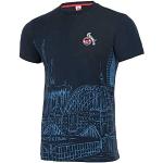 Blaue Kurzärmelige 1. FC Köln T-Shirts mit Köln-Motiv für Herren Größe S 