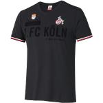 Schwarze Bestickte 1. FC Köln V-Ausschnitt T-Shirts mit Köln-Motiv für Herren Größe 5 XL 