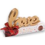 Günthart 1 Holz-Dekoration | love auf Box | gefüllt mit Pralinen | Vollmilchschokolade gefüllt mit Nougatcreme | zum Verschenken an die Liebsten