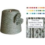 1 kg Strickwolle Multicolor Farbverlauf Schurwolle Merinowolle Handstrick günstige Wolle zum Stricken Häkeln Sockenwolle Garn 1000g Nadel 3 3,5 4 - Grün