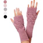 Hellgraue Unifarbene Casual Fingerlose Handschuhe & Halbfinger-Handschuhe für Damen für den für den Winter 