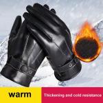 Schwarze Unifarbene Gefütterte Handschuhe aus Kunstleder für Herren für den für den Winter 