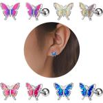 Violette Schmetterling Ohrringe mit Insekten-Motiv für Damen 