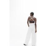 Weiße Bio Nachhaltige Sommerhosen mit Reißverschluss aus Baumwolle für Damen Größe M 