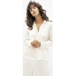 Weiße Langärmelige Nachhaltige Festliche Blusen mit Knopf aus Seide für Damen Größe XL 