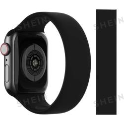 1 Set Elasticity One Lap verstellbares schwarzes Silikon-Uhrenarmband für Apple Watch Series Ultra/8/7/SE/6/5/4/3/2/1, kompatibel mit Apple Watch 49/4