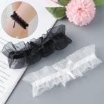 Schwarze Elegante Damenstrumpfbänder aus Spitze für die Braut 
