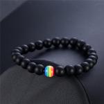 Schwarze Geflochtene LGBT Wickelarmbänder mit Onyx für Damen 