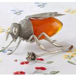 Graue Honiggläser mit Ornament-Motiv aus Glas 