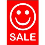 Rote Emoji Smiley Kundenstopper & Plakatständer DIN A4, 170g 