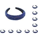 Blaue Boho Gepolsterte Haarreifen mit Perlen aus Kristall mit Echte Perle für Damen 10-teilig für Partys 