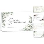 100 Tischkarten Hochzeit, Namenskarten, Platzkarten – Hochzeit – Geburtstag – Kommunion – kreatives Blumendesign Eukalyptus