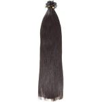 100 x 1,0g glatte indische Remy 100% Echthaar-Strähnen/U-tip/Extensions/Haarverlängerung mit Keratinbondings 60 cm #1b naturschwarz - natural black