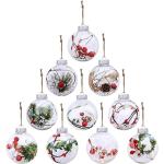 Silberne Runde Christbaumkugeln & Weihnachtsbaumkugeln aus Kunststoff mit Schnee 10-teilig 