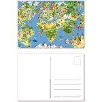 Lysco Grußkarten mit Weltkartenmotiv DIN A6 aus Papier 12-teilig 