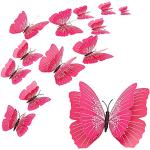 Rosa Wandtattoos Schmetterling mit Insekten-Motiv 4-teilig 