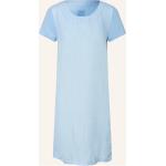 Hellblaue Kurzärmelige 120% LINO Leinenkleider aus Jersey für Damen Größe S 
