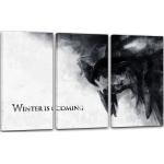120x80cm Lein-Wand-Bild: Game of Thrones Winter is coming Stark düster Monster D
