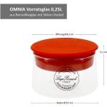 Luigi Bormioli 12er Set Vorratsgläser Omnia 0,25 Liter mit rotem Silikondeckel - transparent Glas 032622020043