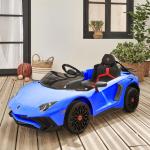 12V Elektroauto für Kinder Lamborghini, blau, 1 Sitzer, mit Autoradio, Fernbedienung, MP3, USB-Anschluss und funktionierenden Scheinwerfern, Blau