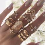 Goldene Vintage Knuckle Ringe aus Gold stapelbar für Damen 13-teilig 