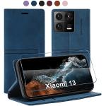 Blaue Elegante Xiaomi 13 Hüllen 2023 Art: Flip Cases mit Bildern aus Rindsleder klappbar 