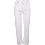 Reduzierte Weiße Bestickte Slim Fit Jeans mit Reißverschluss aus Baumwolle für Herren 