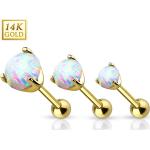 Goldene Tragus Piercings aus Gold 14 Karat mit Opal 