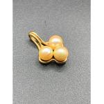 Goldene Vintage Runde Perlenanhänger aus Gold 14 Karat mit Echte Perle für Damen 