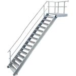 15 Stufen + Podest Stahltreppe mit Geländer links / Stufenbreite 100cm / Geschosshöhe 274-340cm