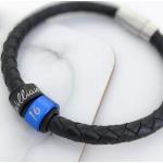 Schwarze Geflochtene Lederarmbänder mit Gravur aus Leder personalisiert für Kinder 