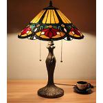 16 Zoll Vintage Luxus Red Magnolia Style Glasmalerei Tischlampe Nachttischlampe