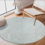 Mintgrüne Blumenmuster Moderne Runde Runde Teppiche aus Polypropylen 3D 