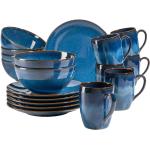 Reduzierte Blaue Mediterrane Runde Tafelservice aus Keramik 18-teilig 6 Personen 