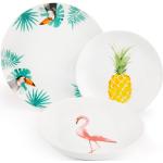 Reduzierte Weiße Tropische Excelsa Tafelservice mit Flamingo-Motiv aus Steingut spülmaschinenfest 18-teilig 6 Personen 
