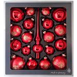 Rote Thüringer Glasdesign Weihnachtskugeln aus Glas 