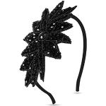 1920s Stirnband - Damen Haarreif Gatsby Kostüm Accessoires Retro 20er Jahre Flapper Feder Haarband Kopfschmuck (schwarz 2)