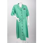 Grüne Vintage Midi Shirtkleider mit Knopf für Damen 