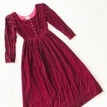 Rote Vintage Samtkleider aus Samt für Damen Größe XS 