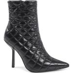 Reduzierte Schwarze Elegante High-Heel Stiefel aus Stoff für Damen Größe 36 