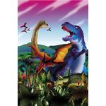 1art1 Dinosaurier Tyrannosaurus Rex, Diplodocus, Triceratops, Velociraptor Selbstklebende Fototapete Poster-Tapete 180x120 cm