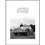 James Bond 007 Poster Kunstdruck Bild und MDF-Rahmen Schwarz - Sean Connery, Aston Martin DB5 (80 x 60cm)