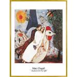 Goldene Surrealistische 1art1 Marc Chagall Poster aus Papier mit Rahmen 60x80 