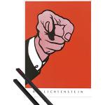 1art1 Roy Lichtenstein Kunstdruck (100x70 cm) Hey You + 1 Paar Posterleisten, Schwarz
