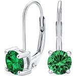 Nickelfreie Smaragdgrüne Elegante Bling Jewelry Runde Diamant Ohrringe aus Silber mit Zirkonia für Damen 
